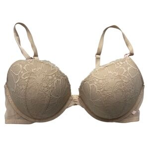 Victoria Secret Bra 38C Push-Up Lace Floral Coquette Romantic Feminine Lingerie